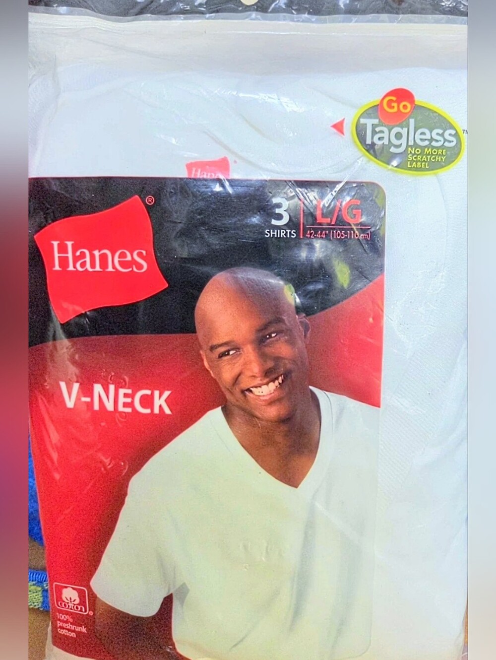 Hanes Vintage New NIP Y2K 04 V-Neck Undershirts Shirts L/G 42-44 White